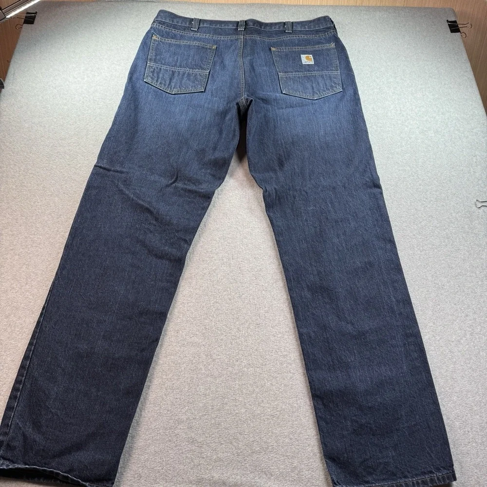 CARHARTT RELAXED FIT MENS DARK WASH BLUE DENIM JEANS SZ 38X34 BD5119-M EUC